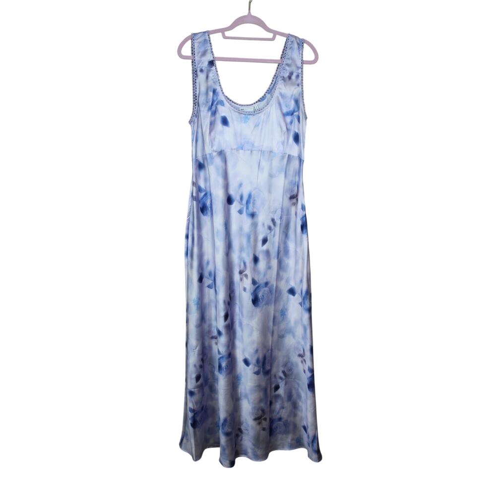 Asos Purple Violet Sleeveless Sateen Empire Waist Floral Maxi Dress Size 14